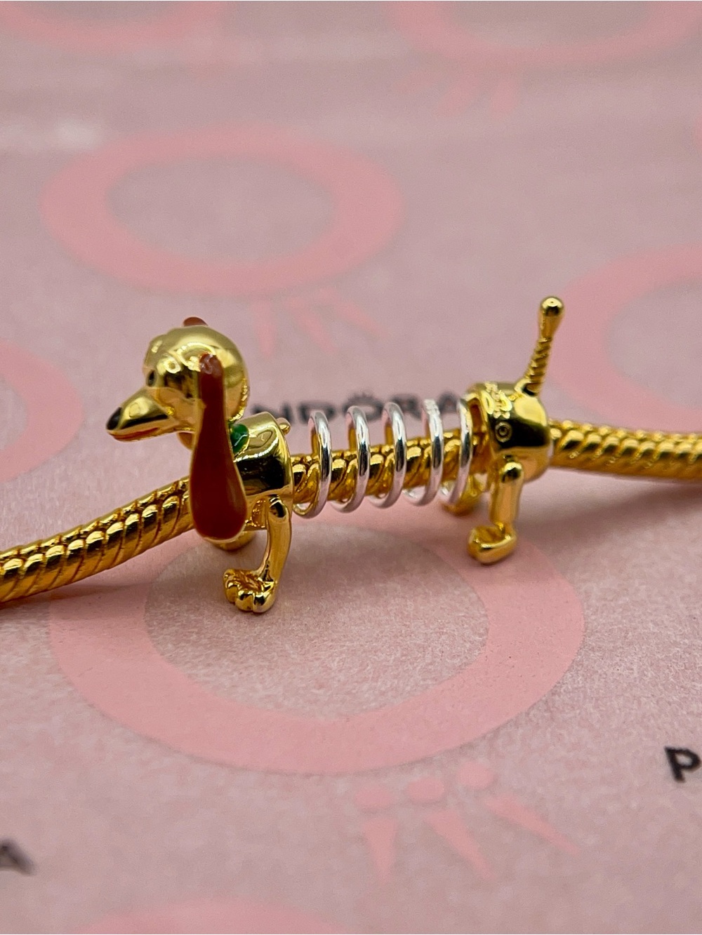 Pandora Disney Pixar Toy Story Slinky Dog Two-Tone Charm - Picture 7 of 8